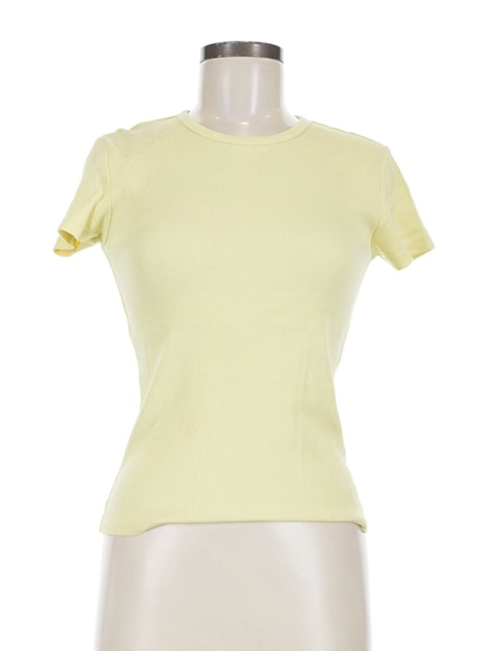 Vintage Calvin Klein Jeans Butter Yellow Ribbed Fitted Tee Y2K Womens Medium M